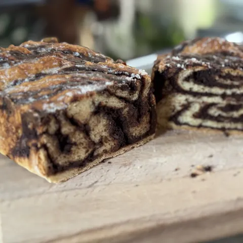 Chocolade Babka doorsnede