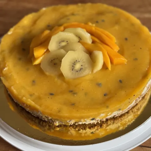 Mango Passievruchten Cheesecake detail