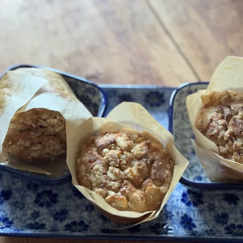 Appeltaartmuffin met pecan noten groep