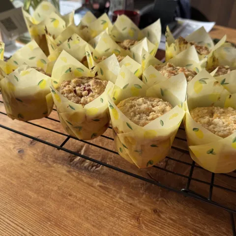 Frambozen en citroen streusel Muffin