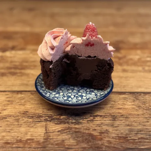 Chocolade Framboos Cupcake Doorsnede