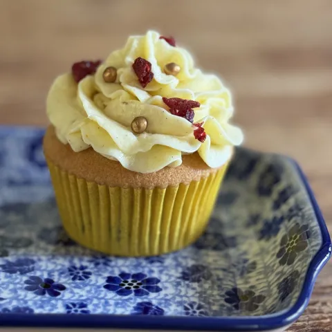 Cranberry witte chocolade sinasappel Cupcake main