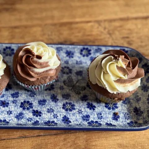 Veel chocolade Cupcake boven