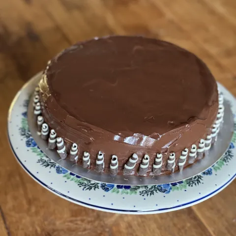 Drie chocolade cheesecake boven